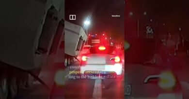 Driver in China survives after concrete block falls on car #shorts