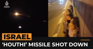 ‘Houthi missile’ seen over Israeli city before interception | AJ #shorts