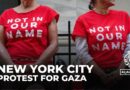 Arrests at protest against Israel’s war on Gaza outside New York Stock Exchange