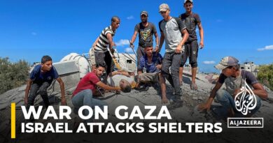 Israeli helicopter gunship struck a tent housing displaced people in central Gaza