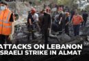 Aftermath of an Israeli strike in the Lebanese town of Almat