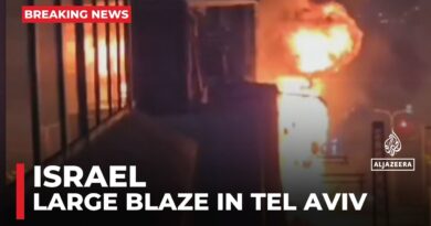 Large blaze in Tel Aviv after raid sirens sound