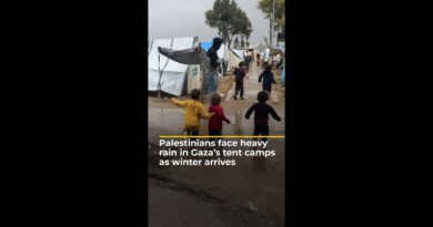 Palestinians face heavy rain in Gaza’s tent camps as winter arrives | AJ #shorts