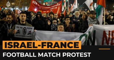 Pro-Palestinian protesters rally against Israeli football match in Paris | AJ #Shorts