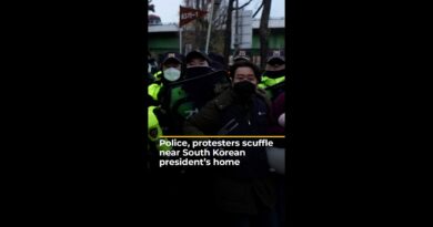 Police, protesters scuffle near South Korean president’s home | AJ #shorts