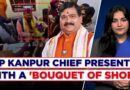 Angry Party Workers Welcome Kanpur BJP Prez Sangam Lal Gupta With ‘Bouquet of Shoes’, Video Viral