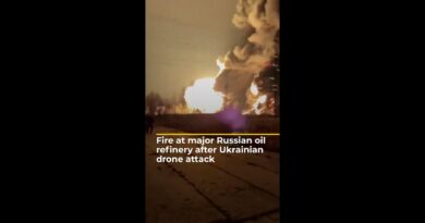 Fire at major Russian oil refinery after Ukrainian drone attack | AJ #shorts