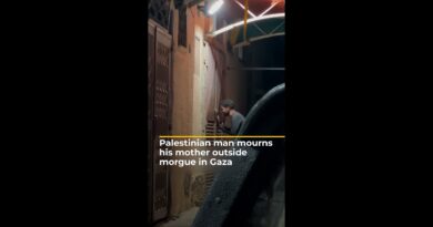 Palestinian man mourns his mother outside morgue in Gaza | AJ#shorts