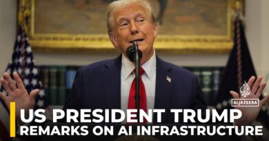 US President Trump delivers remarks on Ai infrastructure at the Roosevelt room at White House