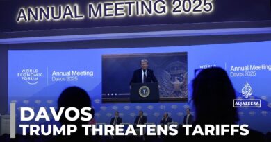 US President Trump threatens tariffs at 2025 Davos World Economic Forum