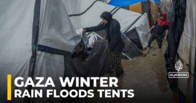 Winter takes hold: Rain floods tents of forcibly displaced Palestinians