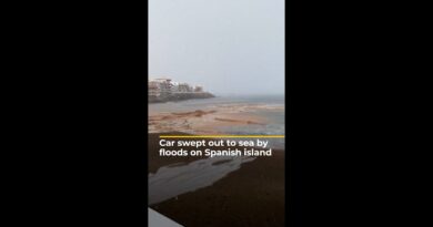 Car swept out to sea by floods on Spanish island