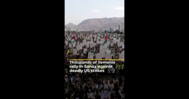 Thousands of Yemenis rally in Sanaa against deadly US strikes | AJ #shorts