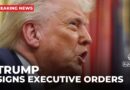 Trump signs executive orders in the Oval Office